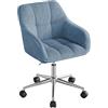 WOLTU Sedia Ufficio in Velluto a coste con Braccioli e Rotelle, Poltroncina Regolabile in Altezza Girevole, Sedia da Trucco, Blu