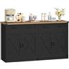 Hzuaneri Credenza cucina, Mobile Cucina con 2 Cassetto, 4 Ante, Ripiani Regolabili, Stile Country Cottage, 40 x 140 x 80 cm, Ambiente Pranzo, Soggiorno, Marrone Vintage e Nero SC94806X