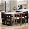 NADEUSAK Isola cucina con ruote, 83 × 46 - 146,5 x 96 cm, tavolo da pranzo allungabile con piano pieghevole con gancio, credenza o tavolo da bar per cucina e sala da pranzo