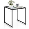 GIANTEX Tavolino quadrato da 43 x 43 cm, tavolino moderno minimalista con piano in vetro temperato e robusta struttura in metallo, tavolino multiuso per soggiorno, camera da letto, balcone, nero