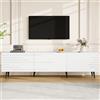 VIVCA Mobile TV grande 180 x 40 x 48 cm, con 3 ante a battente, design stampato, bianco, adatto per televisori da 80, grande capienza, materiale MDF.