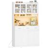 Hzuaneri Credenza Cucina, Mobile Buffet con Illuminazione a Led E Presa Multipla, Piano di Lavoro, 3 Cassetti, Ripiani Regolabili, per Cucina o Sala da Pranzo, 40 x 100 x 185 cm, Bianco 0110203XEU