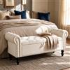 Clevich Cassapanca, Velluto Pouf Contenitore 133cm, con asta a gas Booster, estremità letto con coperchio, Ottomano con gambe in legno, per corridoio, sala da pranzo, camera da letto (Beige)
