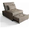 MAKA change your life quality MAKA Poltrona Letto Singolo con Materasso Alto - Pouf Letto Singolo Trasformabile, Divano Letto 1 Posto Reclinabile con Cuscino Sfoderabile, Poltrona Pieghevole Salvaspazio 191x79x90 cm (Tortora)