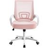 Soberine Sedia da Ufficio Scrivania con Rotelle Girevoli e Braccioli Ergonomica Lombare e con Altezza Regolabile Imbottita e Rete Traspirante Portata 136 kg (Rosa)