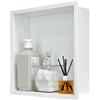 IKITRAEE da parete integrata in acciaio inox per doccia, ripiano doccia integrato senza piastrelle, in acciaio inox, doppio contenitore per shampoo e gel doccia (bianco opaco, 30 x 30 x 10 cm)