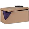 Relaxdays Panca portaoggetti in similpelle pieghevole, imbottita, per corridoio, camera da letto, HBT 37,5 x 76,5 x 38,5 cm, beige
