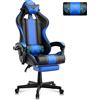 Ferghana Sedia Gaming Ergonomica con Poggiapiedi Poltrona Gaming Massaggiante Sedia da Gaming con Poggiatesta & Cuscino Lombare Sedie Gamer，Blu