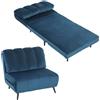 HOMCOM Poltrona Letto Singolo 3 in 1 Pieghevole Trasformabile, Schienale Regolabile 3 Posizioni, Cuscino Spesso, Divano Letto in Velluto, Soggiorno, Camera da Letto, Facile Montaggio, 88x92x88cm, Blu