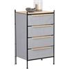 ML DESIGN modern living ML-Design Cassettiera con 4 Cassetti in Tessuto, Grigio 58x98x42,5 cm con Piano in MDF e Struttura in Acciaio, Comodino Moderno, Armadietto, Mobile, Armadio per Camera da Letto o Soggiorno
