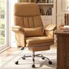 Hellove Poltrona da ufficio con supporto lombare preciso, sedia ergonomica in pelle PU con poggiapiedi (200 kg), schienale alto reclinabile 135 °, sedia direzionale girevole per Home Office, marrone
