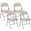 HOMCOM Set di 4 Sedie Pieghevoli Imbottite in Poliestere, Sedie Richiudibili Salvaspazio in Acciaio, Sedia Pieghevole da Interno per Casa, Ufficio, Festa ed Eventi, 45x46x78 cm, Beige