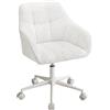 WOLTU Sedia Ufficio in Ciniglia con Braccioli e Rotelle, Poltroncina Regolabile in Altezza Girevole, Sedia da Trucco, Bianco