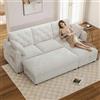 Wyibwy Divano angolare a L con funzione letto,divano letto 3 posti con contenitore e poggiapiedi,Chaise longue destra e sinistra intercambiabile,divani componibile,schienale con bottoni,velluto,beige