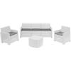 Dmora Set Salotto da Esterno Alassio,con 2 poltrone, 1 Divano e 1 tavolino, Effetto Rattan, 100% Made in Italy, Bianco