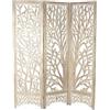 DRW Paravento albero della vita bianco e naturale a 3 pannelli, 153 x 2,5 x 182 cm