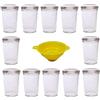 mikken Viva Haushaltswaren - Vasetti in Vetro per marmellate, Salse, ECC., 12 Pezzi, capacità: 150 ml, Incluso Imbuto, Colore Tappo: Argento, Colore Imbuto: Giallo