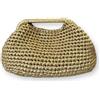 DUST/ROSE Clutch all'Uncinetto Metallizzata Oro, Fatta a Mano, con Tracolla Rimovibile, 28x16x14 cm