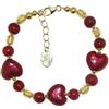 Linea Italia Venetiaurum - Bracciale per Donna con cuori e perle in vetro originale di Murano e argento 925 - Gioiello made in Italy certificato