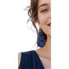 Generico ◦-●◉ஐ ORECCHINI BLU EXTRA LUNGHI IN LEGNO A TRE PEZZI ஐ◉●-◦ Orecchini molto lunghi composti da tre dischi di legno di diverse dimensioni in una splendida tonalità di blu, abbinati ai jeans