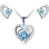 MICSAVI Parure Cuore Gioielli da donna Argento 925 con Strass Zircone, Set di gioielli in argento con Collana e Orecchini, Gioielli Regalo per Moglie, Mamma, Fidanzata, Amica