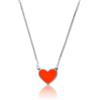 Aka Gioielli® - Collana con Ciondolo Cuore Arancione in Argento 925 Rodiato, Smaltato Dipinto a Mano, Regalo Donna e Ragazza