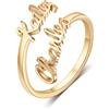 Kaululu Anello Nome Personalizzabile Regolabile di Torsione in Acciaio Inossidabile - Gioielli Regalo per Moglie, Fidanzata, Madre (C-Oro)