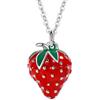 Niaspi Graziosa collana a forma di fragola per donne e ragazze, in argento Sterling 925, smaltata, realistica, con ciondolo a forma di fragola, mini olio rosso, per compleanno, Pasqua, per figlia e