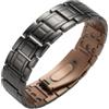 OUTLETISSIMO® Bracciale Magnetico in Rame e Acciaio Nero per Uomo - Braccialetto Terapeutico Regolabile con Magneti ad Alta Potenza S101