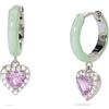 MABINA GIOIELLI - Orecchini Donna - Orecchini a cerchio in argento con smalto verde e zircone rosa - 563594