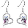 YFN Orecchini a forma di gufo, da donna, in argento Sterling, per donne e ragazze, Argento sterling, Zirconia cubica