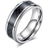 Aotiwe Anello da uomo con dito indice, gioiello gotico da uomo, in fibra di carbonio, in acciaio inox, regalo per futuro papà, Acciaio inossidabile, Non pietra preziosa