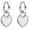 Purelei Orecchini a cerchio a forma di cuore, in acciaio inox, con ciondolo a forma di cuore su entrambi i lati, colore bianco e nero, impermeabili, design senza tempo, oro, argento o oro rosa