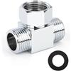 Elegrip Adattatore per Deviatore Dell'acqua, 3 Voies T Raccordi per Tubo Flessibile G1/2 per Valvola Angolare, Bracci Doccia, Spruzzatore per Bidet, Raccordi per Tubi Flessibili