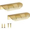 Zzcy 2 Pezzi Maniglie per Cassetti Mobili in Ottone Oro Maniglie per Armadietto a Forma di Foglia per Guardaroba e Comodino, con Vite per Installazione