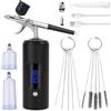 PORFOYO Set Aerografo, Kit Aerografo con Compressore, Aerografo Portatile USB Ricaricabile, Kit Pistola Aerografo Senza Fili, Set Di Aerografi Manuali con Schermo LED, per Decorazione Di Torte, Nail, Art