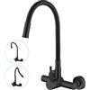 LakeBayMZC Rubinetto da cucina, montaggio a parete, con attacco da 3/4, per lavastoviglie/lavatrice, in acciaio inox, con 2 tipi di getto d'acqua, camera da cucina con beccuccio flessibile, colore