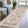 BORKOY Tappeto Passatoia Bianco sporco Vintage per Corridoio e Cucina 40x60cm Tappeti Antiscivolo Lavabile in Lavatrice Morbido Pelo Corto Ideale per Ingresso Sala Soggiorno Lavanderia e Camera