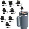 LOLANIUT 8 Pezzi Cappuccio Cannuccia Stanley 10 mm, Cappuccio Cannuccia Compatibile 9-10 mm, Accessori Stanley Cup, Protezione Cannuccia Antipolvere, Motivo Gatto, Riutilizzabile per Borraccia e Uso Esterno