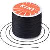 Cheriswelry Cordoncino rotondo in poliestere cerato, 0,5 mm, 100 metri, per perline con rocchetto, per gioielli e braccialetti intrecciati, macramè, nero