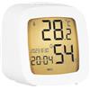 Whychstore Sveglia LCD intelligente, sveglia digitale da comodino, con temperatura, umidità e controllo vocale retroilluminato, per camera da letto, ufficio, scrivania e viaggi (bianco 2)