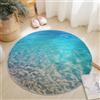 Generico Tappeto Rotondo Salotto Costiero Spiaggia Mare Tema, 120 cm Tappeto Camera da Letto Rotondo Grande Pelo Corto, Antiscivolo Tappeti Rotondi per Bambini Camera, Azzurro