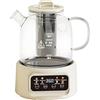 Melaide Teiera elettrica multifunzione, 1200 ml, 8 modalità di preparazione, base riscaldante con schermo digitale, caraffa in vetro, bianco