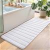 DEXI Tappeto Bagno 60 x 150 cm, Tappetino Antiscivolo, Soffice Tappeti in Microfibra, Assorbente, Lavabile in Lavatrice, Bianco
