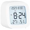 Whychstore Sveglia LCD intelligente, sveglia digitale da comodino, con temperatura, umidità e controllo vocale retroilluminato, per camera da letto, ufficio, scrivania e viaggi (bianco 1)
