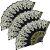 jinminamz Set di 3 scomparti a mano neri per matrimoni, scomparti in pizzo spagnoli, pieghevoli, scomparti decorativi da parete, scomparti in plastica e tessuto, scomparti pieghevoli per Halloween, carnevale,