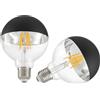 Vanpus Lampadina LED E27 6W 2700K (Luce Bianca Calda) - 2 Pezzi - Vetro Semiplaccato Nero ∅95mm - Alta Resa Cromatica (CRI>90) - Dimmerabile - Per Atmosfere Accoglienti