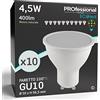 Eurocali 10x Lampadine LED GU10 4,5W Opaca 400 lumen - Forma: Faretto - Luce Bianco Naturale 4000K - Fascio Luminoso 100°