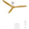 CREATE / WINDSTYLANCE NATURAL WOOD/Ventilatore da soffitto bianco pale legno naturale con controllore e telecomando / 40W, Temporizzatore, Ø132 cm, 6 velocità, estate-inverno, doppia altezza