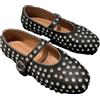CRETUAO Ballerine da Donna con Strass, Ballerine Mary Jane con Punta Rotonda e Fibbia Scintillante, Ballerine Casual impreziosite con Borchie,Nero,36 EU